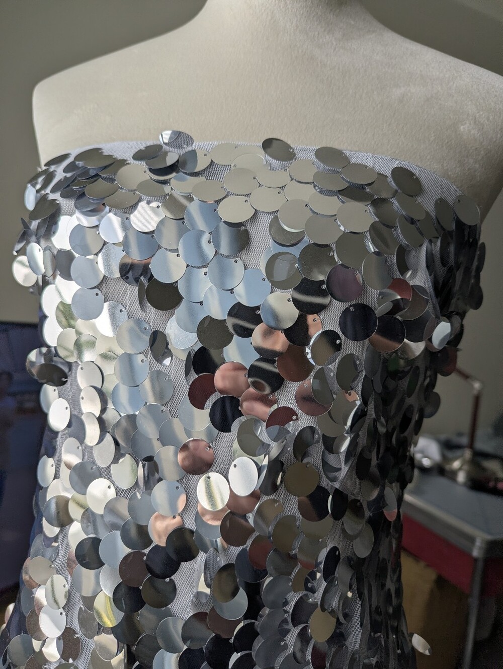 Sequin Let's Adventure Mini Dress in Iridescent Silver NWT